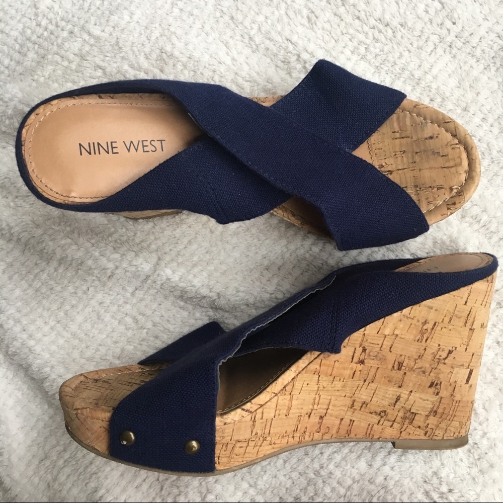 Size 7M Nine West Open Toe Cork Wedges